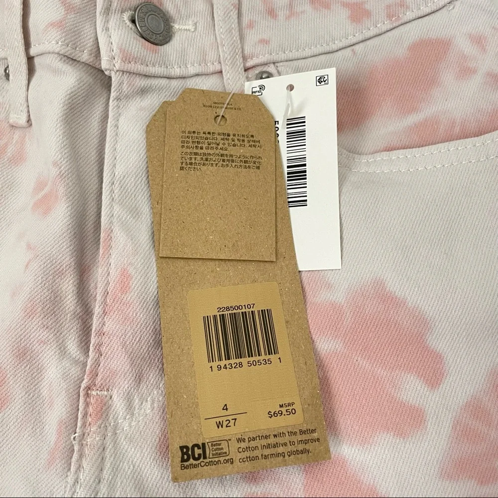 NWT Levi’s 721 High Rise Skinny Ankle Pink Tie Dye Jeans Size 27 - Picture 7 of 14